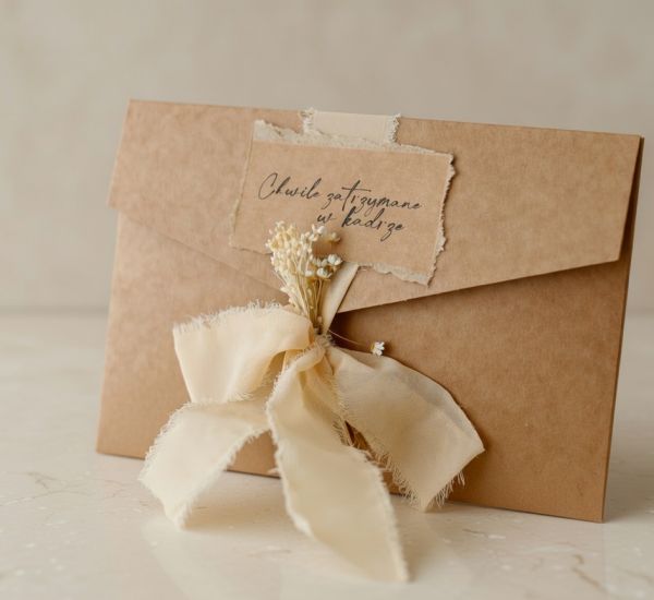 Koperta/ teczka na zdjęcia 15x23 z&nbsp;szyfonową wstążką